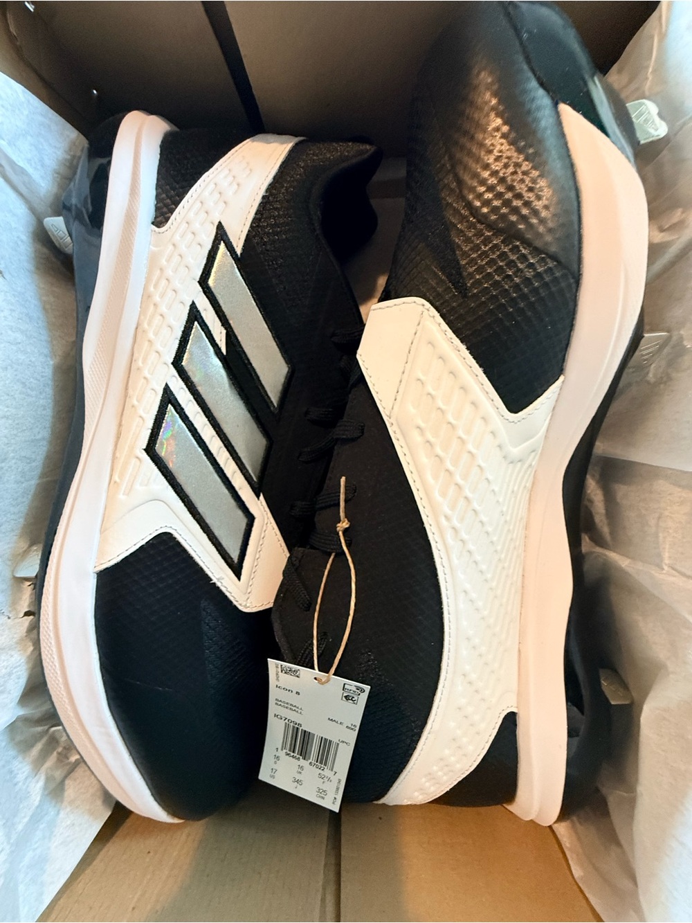 ICON 8 Black & White Baseball cleat shoes SZ 17